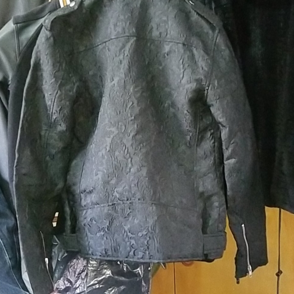 BLK DNM size M floral biker jacket poly rare - Picture 4 of 8